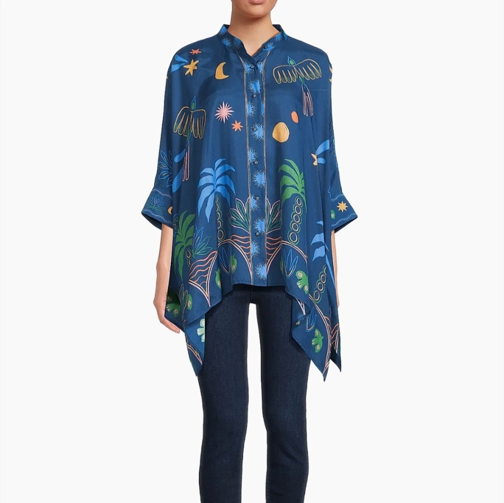 JADE BY JOHNNY‎ WAS Katia Oversized Silk Blend Blouse